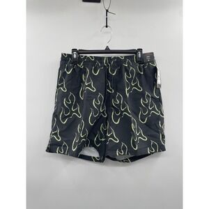 NWT Vans Primary Board Shorts Mens Medium Black Yellow Green Flame Print Elastic
